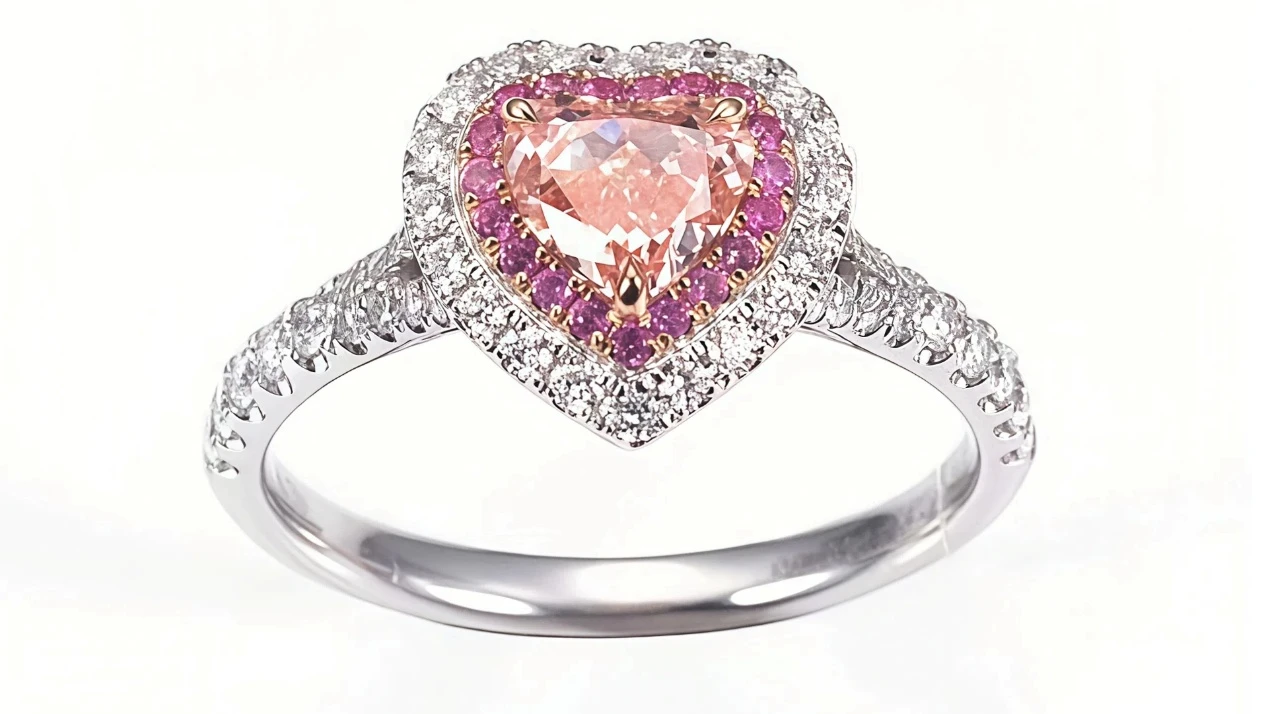 heart shape pink colored lab grown loose diamond