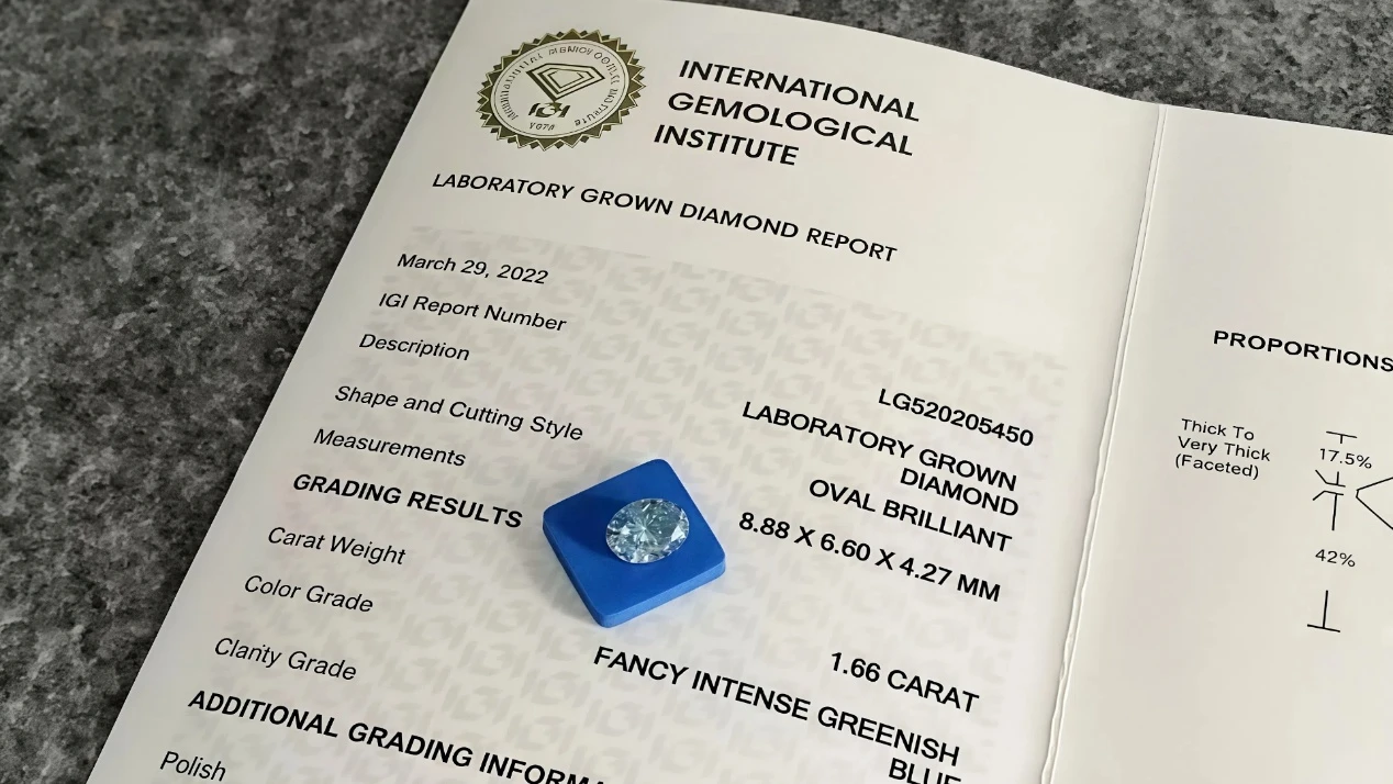 oval shape blue colored lab grown loose diamond