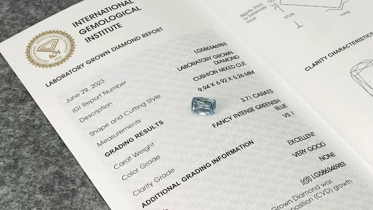 elongated cushion cut blue lab grown loose diamond