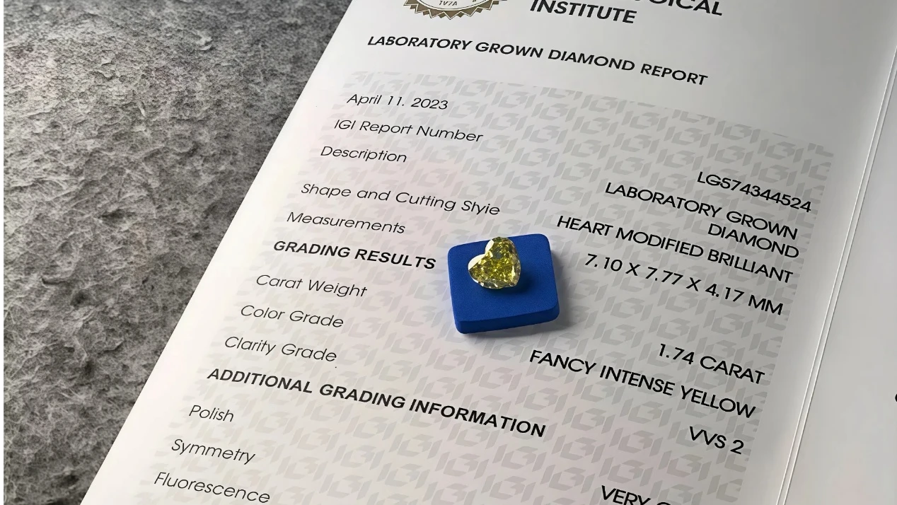 heart cut fancy vivid yellow lab grown loose diamond