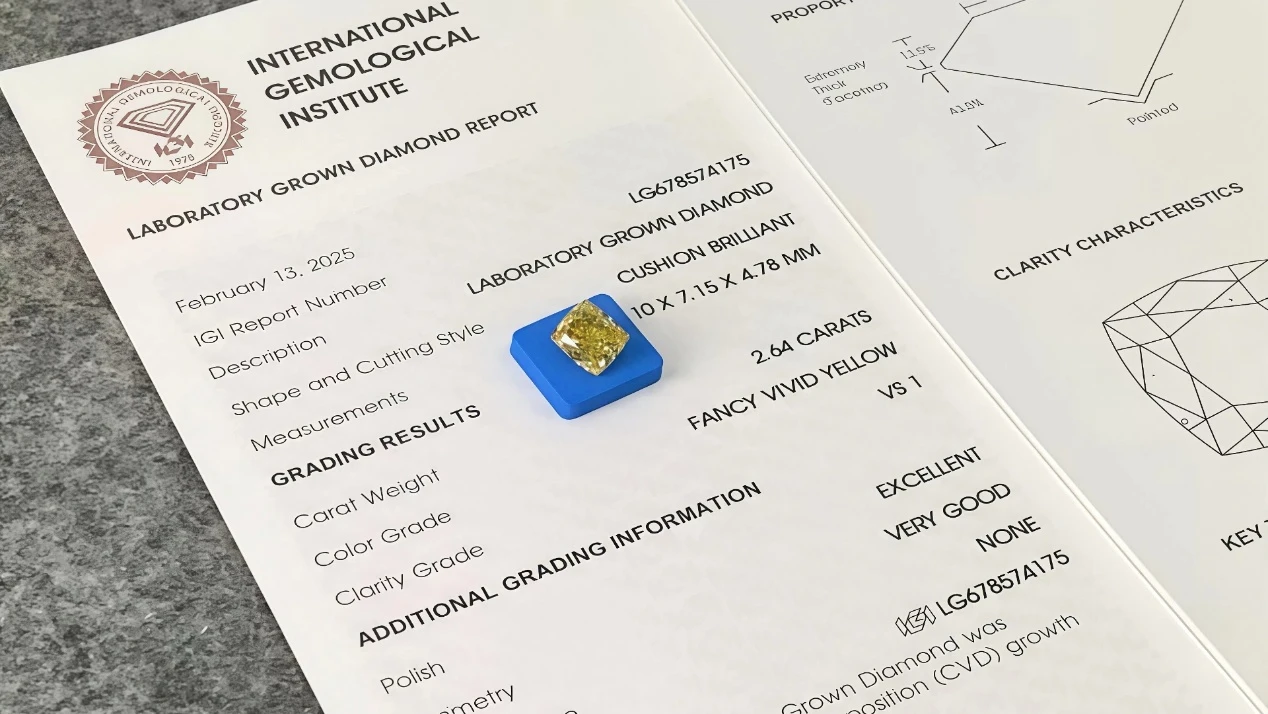 radiant cut fancy vivid yellow lab grown loose diamond