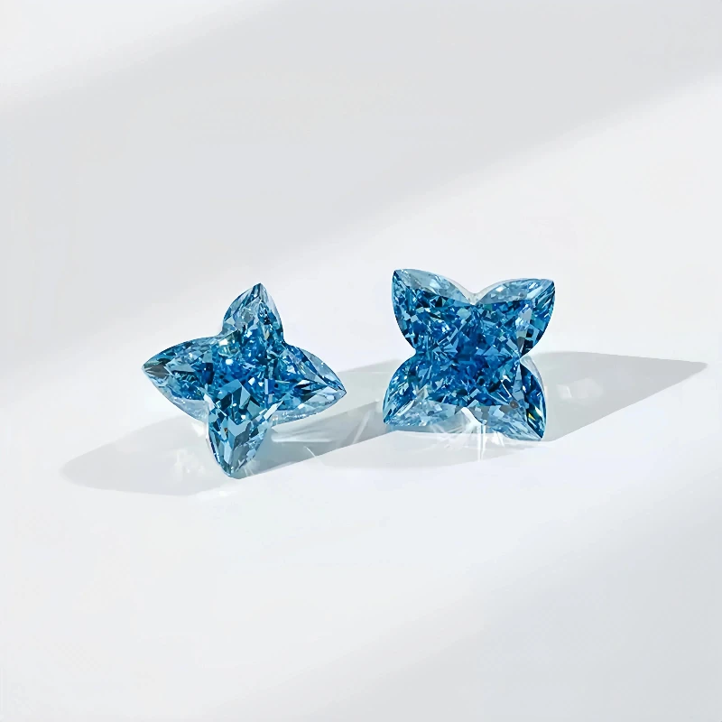 lab grown blue four leaf clover diamond (cvd) | igi certified
