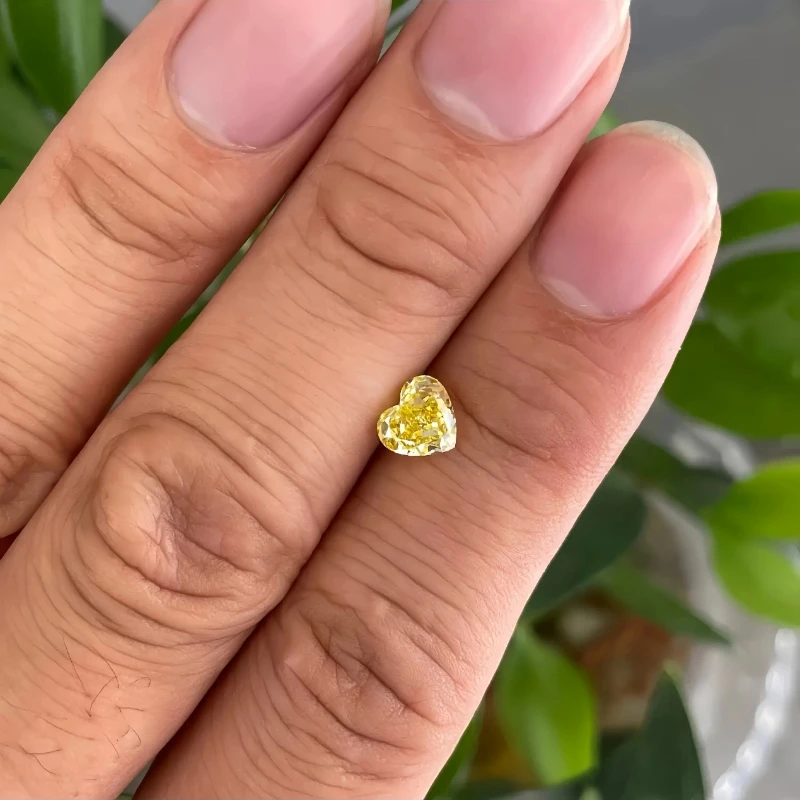 heart cut fancy vivid yellow lab grown loose diamond