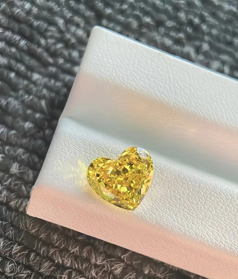 heart cut fancy vivid yellow lab grown loose diamond