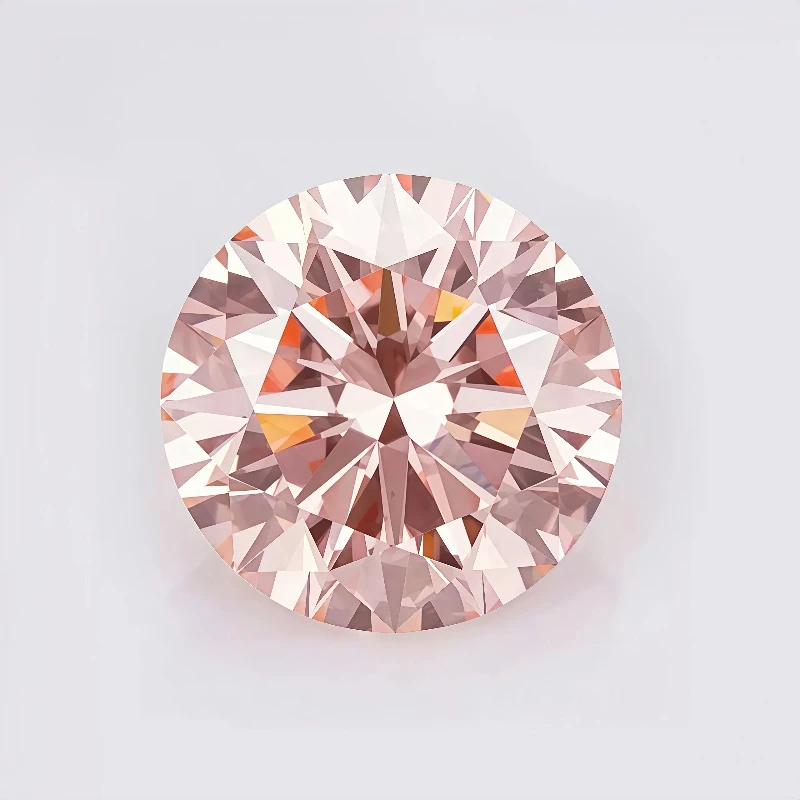 round shape pink colored lab grown loose diamond