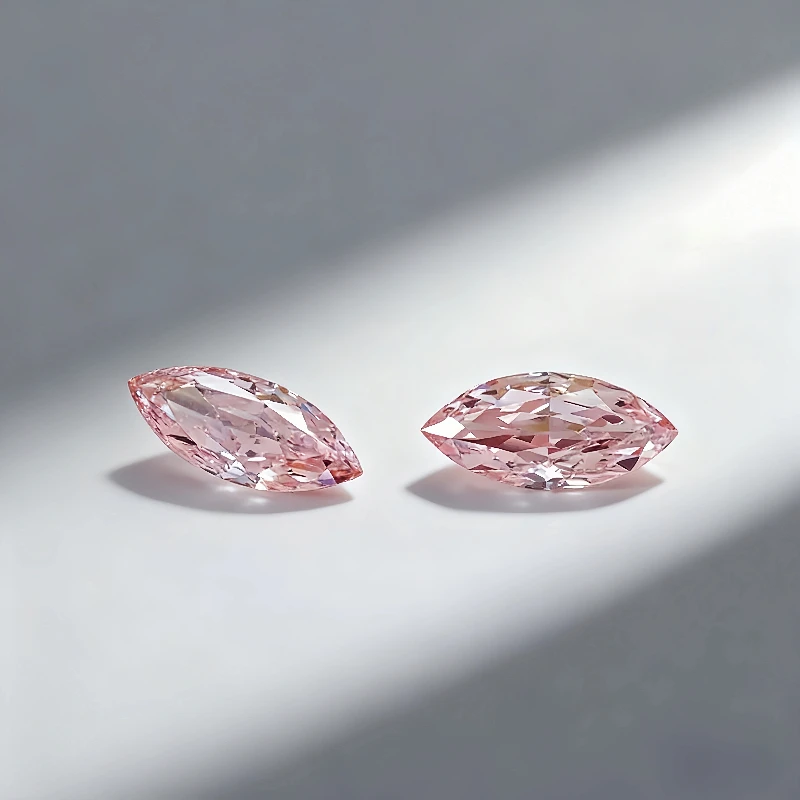 marquise shape pink colored lab grown loose diamond