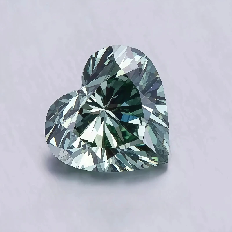 heart cut fancy intense green lab grown loose diamond