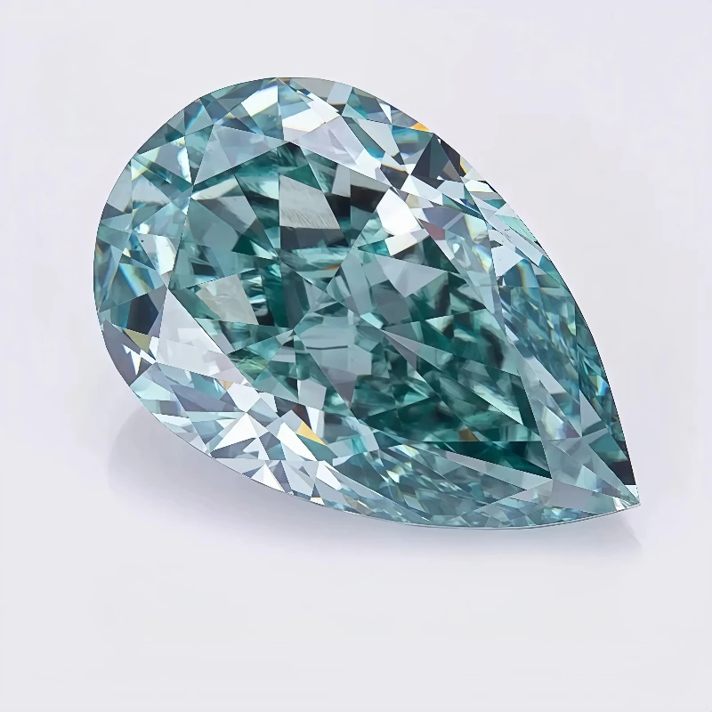 pear shape fancy intense green lab grown loose diamond