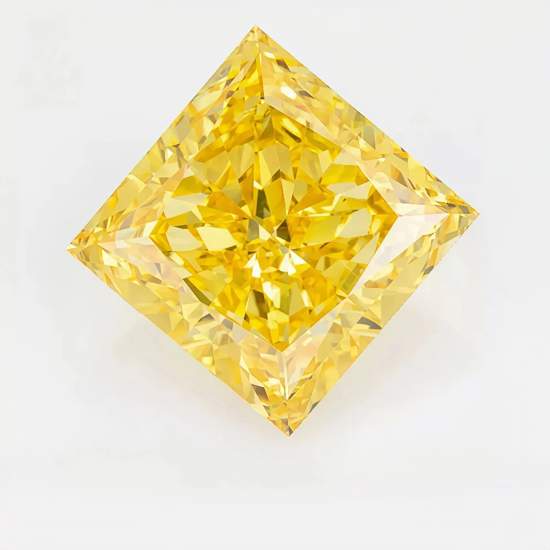 princess cut fancy vivid yellow lab grown loose diamond