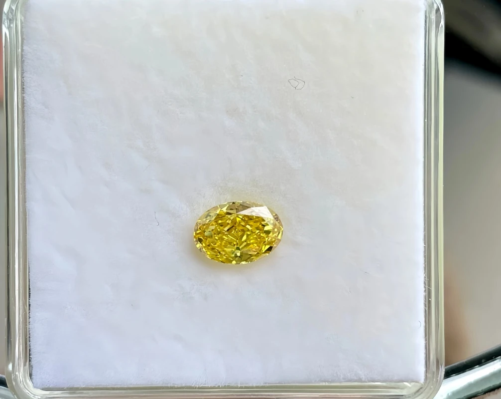long european cut fancy vivid yellow lab grown loose diamond