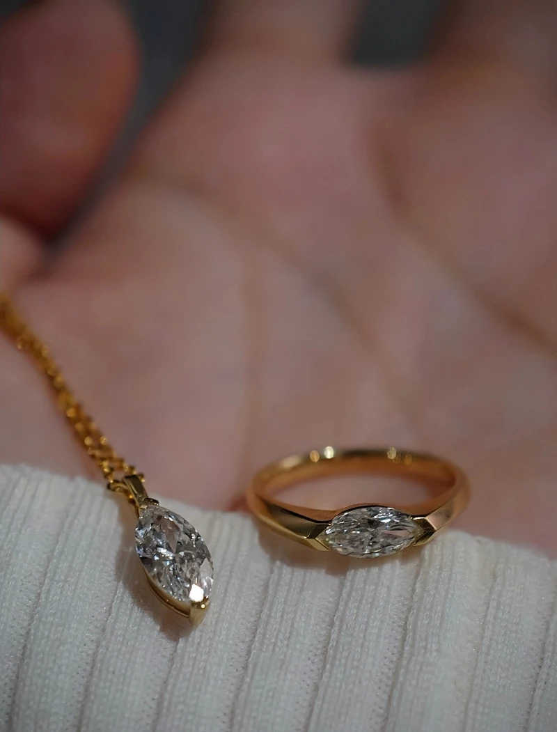 marquise shape (oval oblong cut) lab grown white loose diamond