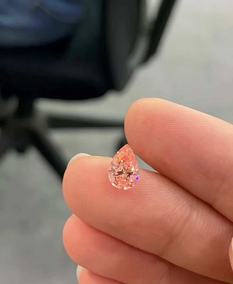 marquise shape pink colored lab grown loose diamond