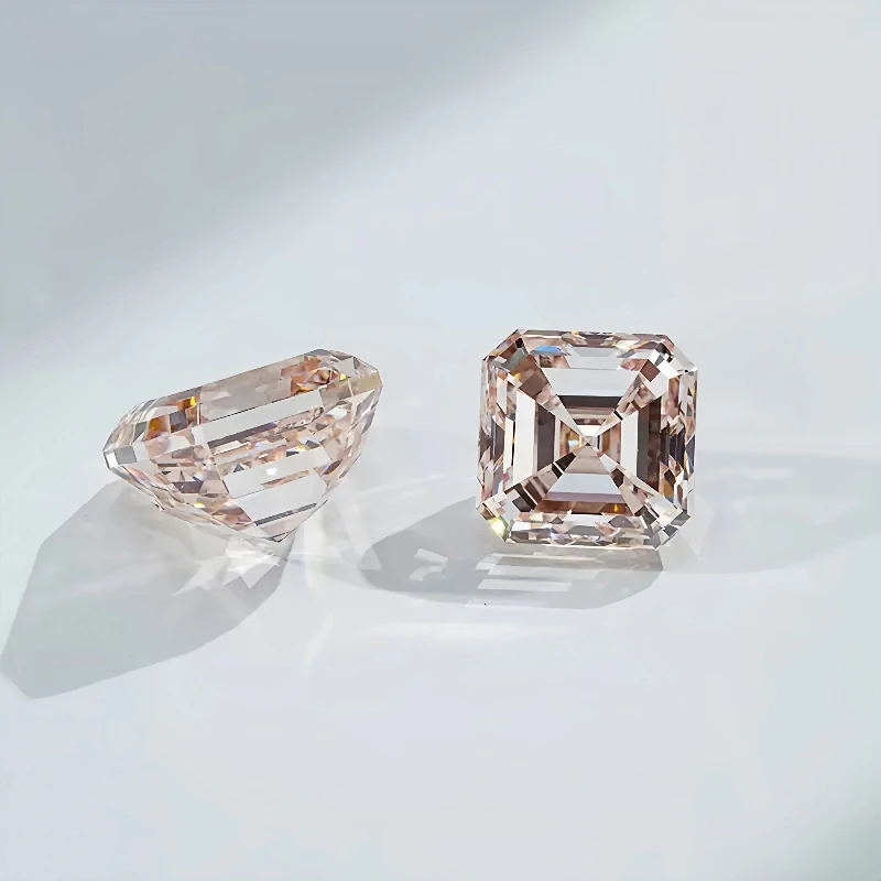 lab grown asscher cut square light pink diamond (cvd) | igi certified