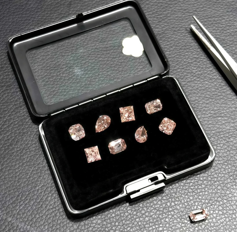 princess cut pink colored lab grown loose diamond