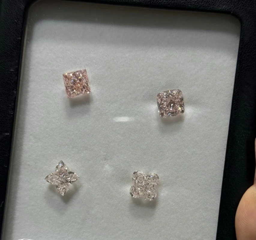 princess cut pink colored lab grown loose diamond
