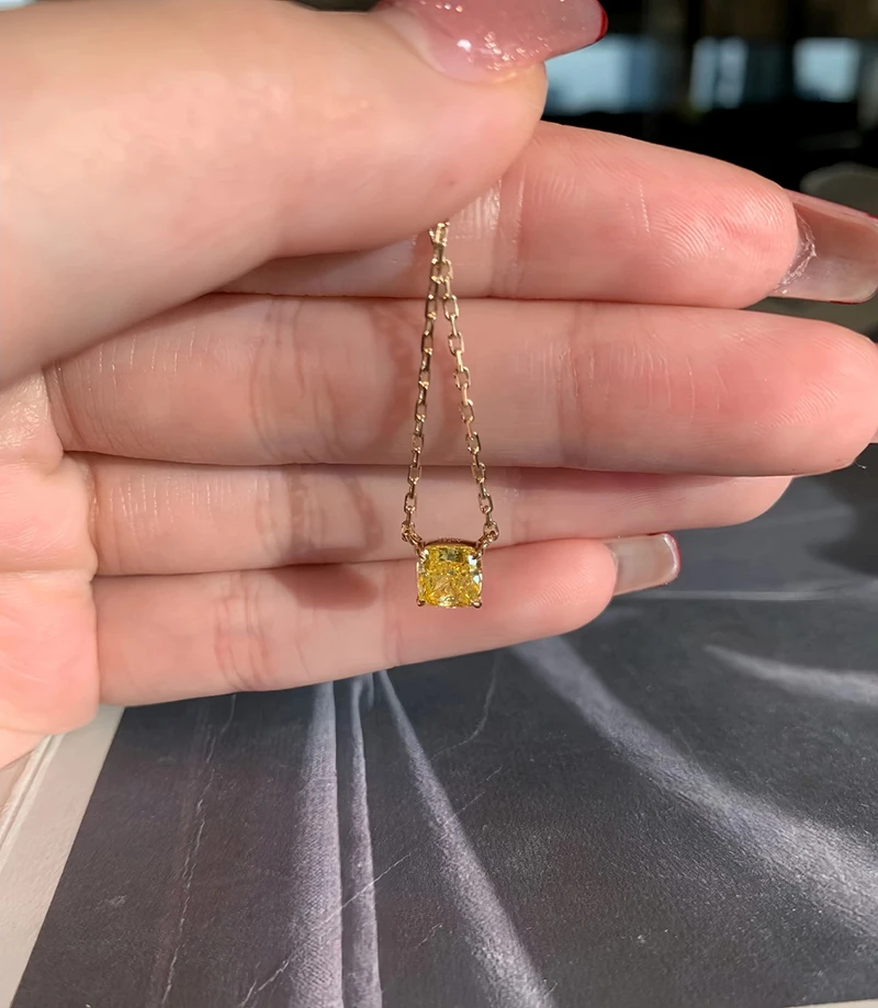 radiant cut fancy vivid yellow lab grown loose diamond